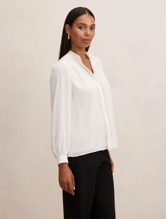 Poppy Lace Trim Blouse Forever New