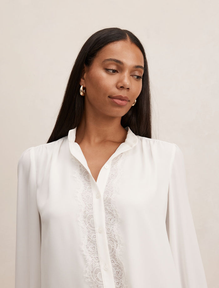 Poppy Lace Trim Blouse Forever New