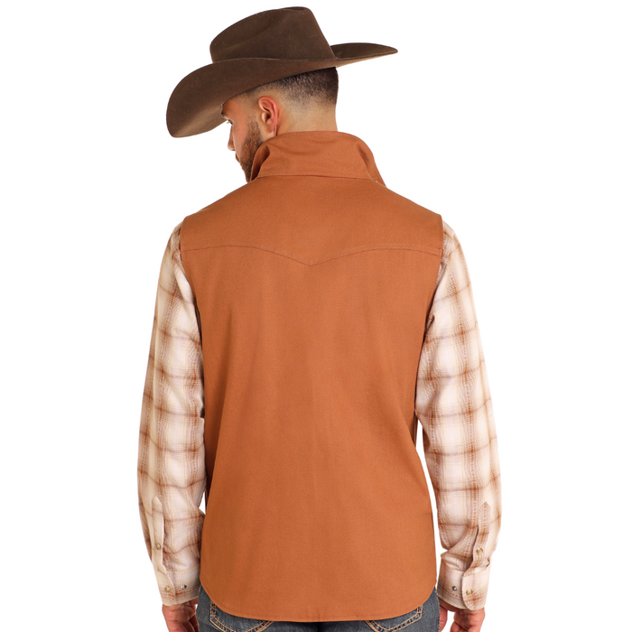 Powder River Men's Conceal & Carry Plaid Lined Vest - Camel
