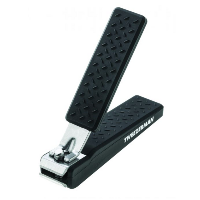 Precision Grip Toenail Clipper | Tweezerman featuring a textured black handle for non-slip use, designed to provide precise and comfortable toenail trimming.