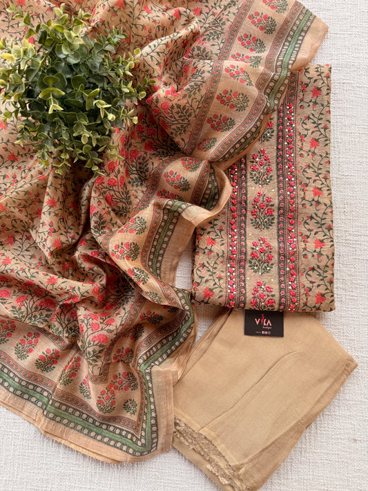 Printed chanderi suit material