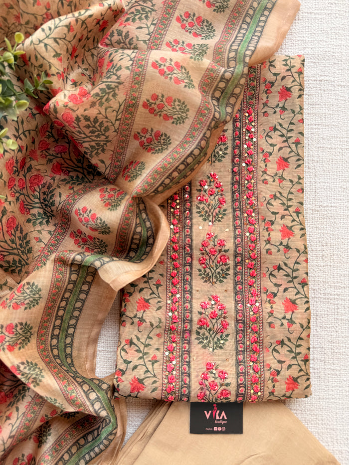 Printed chanderi suit material