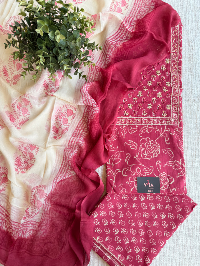 Printed cotton salwar suit material