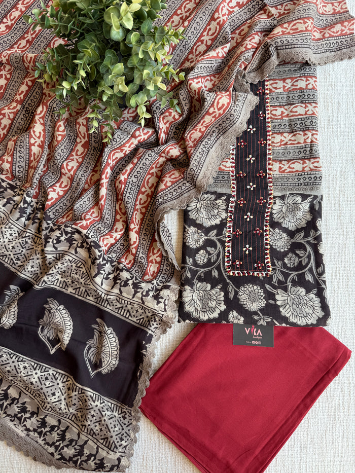 Printed cotton salwar suit material