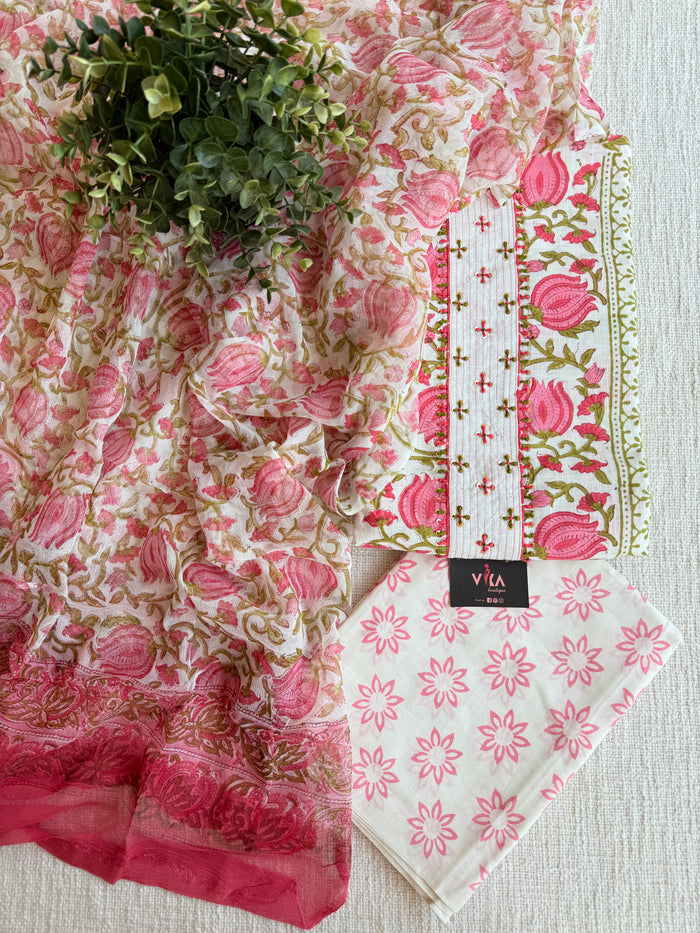 Printed cotton salwar suit material