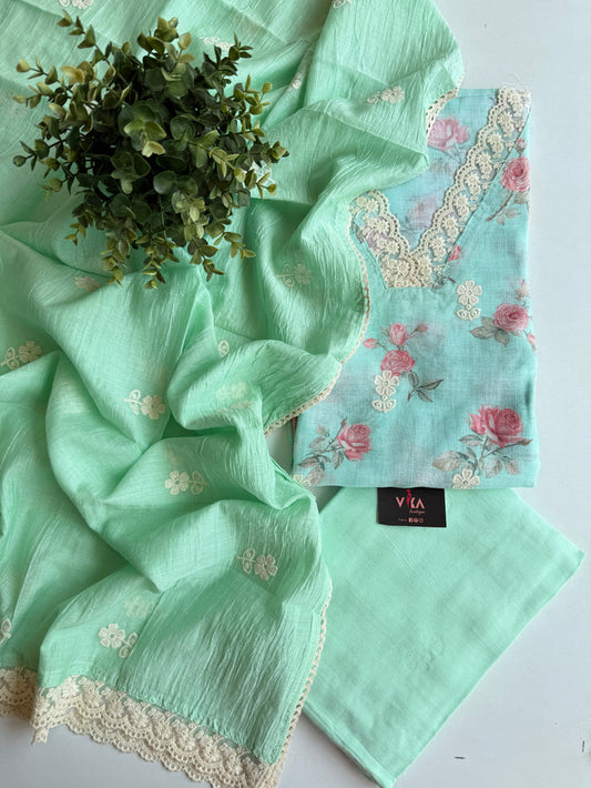 Printed linen cotton salwar suit material