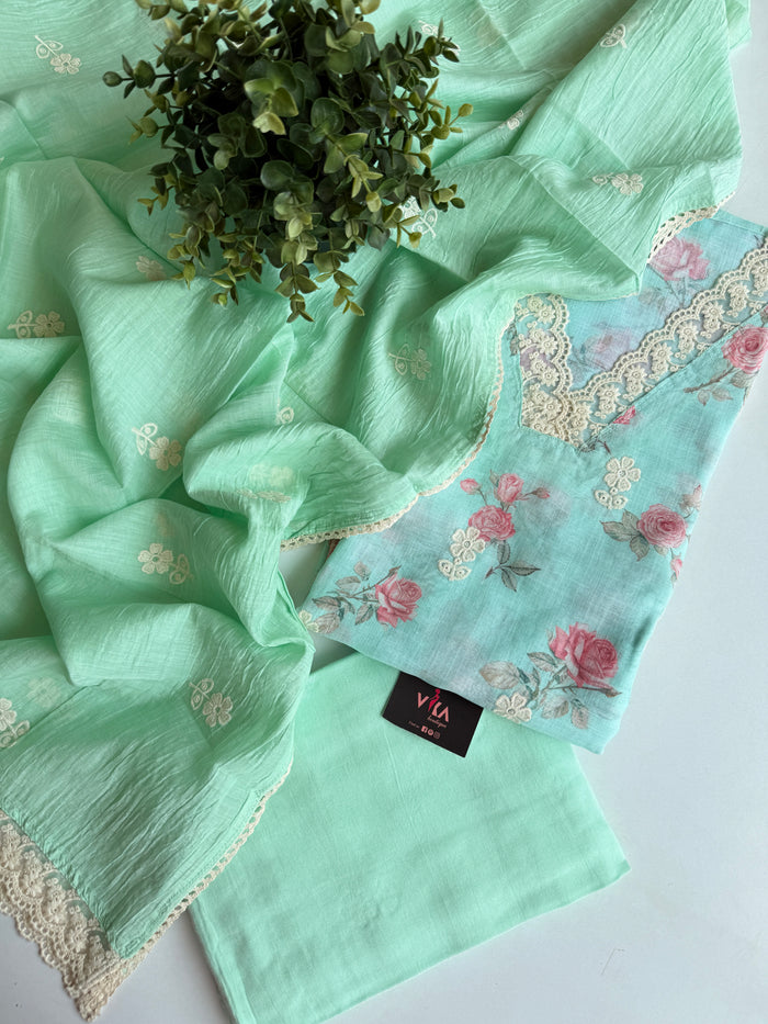 Printed linen cotton salwar suit material