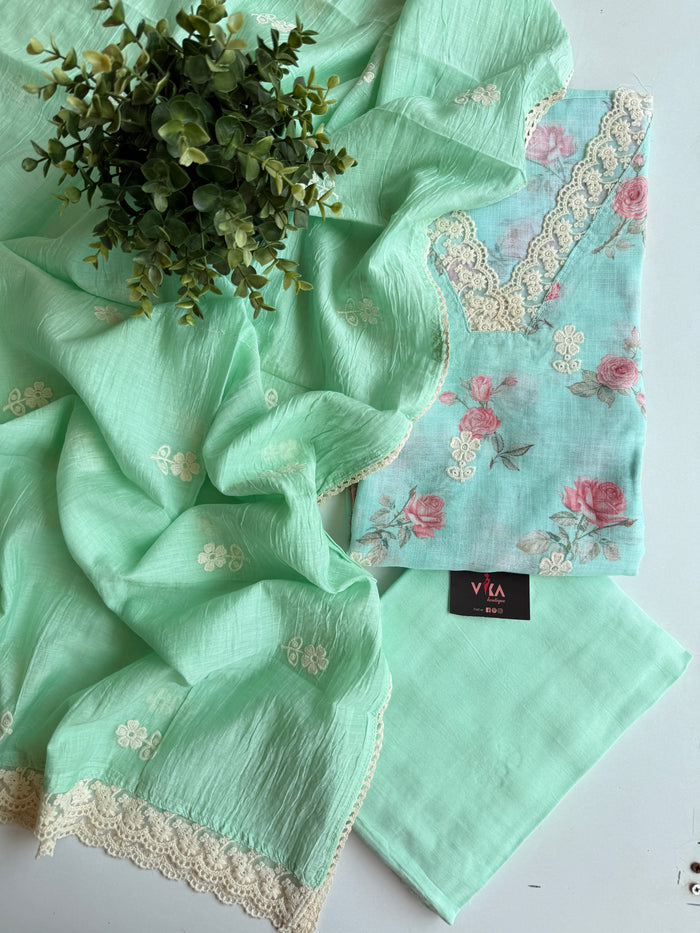 Printed linen cotton salwar suit material