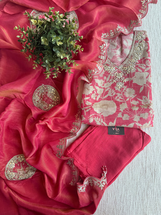 Printed Tissue silk suit material