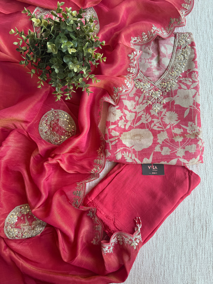 Printed Tissue silk suit material