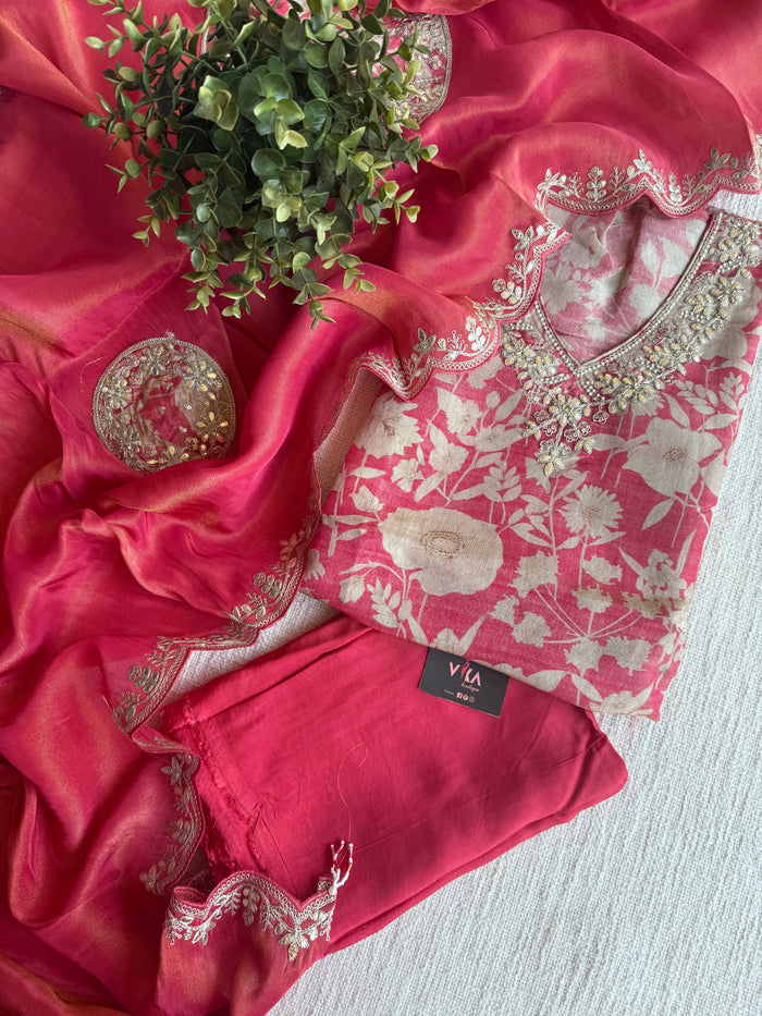 Printed Tissue silk suit material