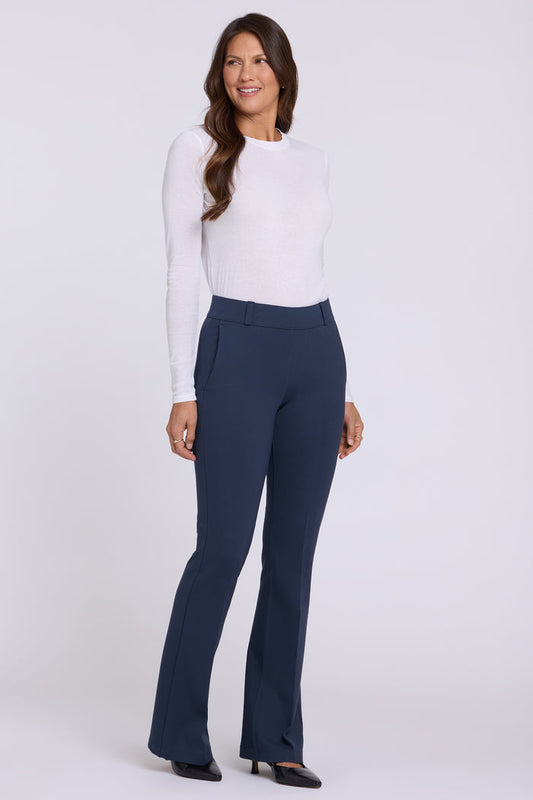 Pull-On Flared Trouser Pants - Oxford Navy