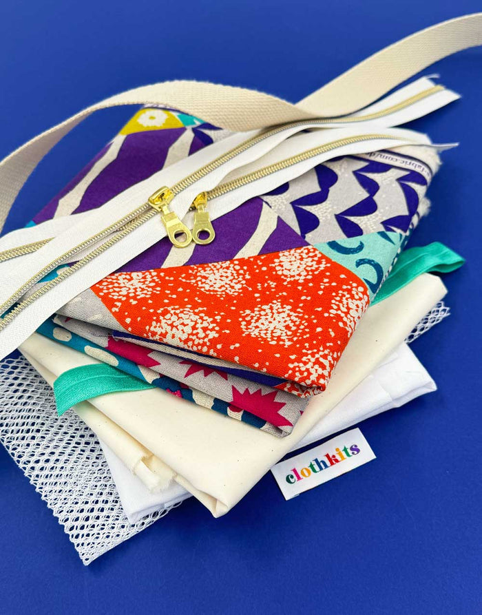 Quarry Tote Bag & Zipped Pouch Making Kit in Echino Rhombus Canvas, Noodlehead