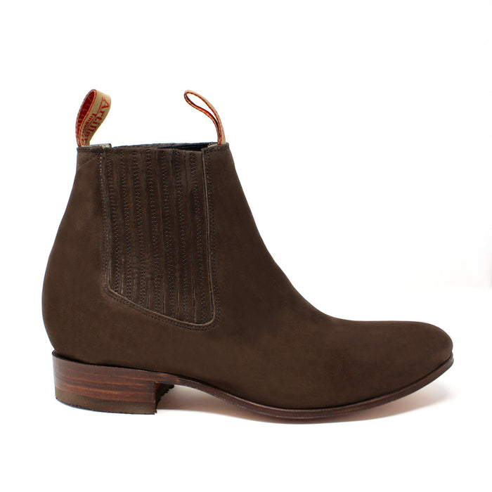 "Ramon" Artillero Tejano Botin Charro Ankle Boot- Café