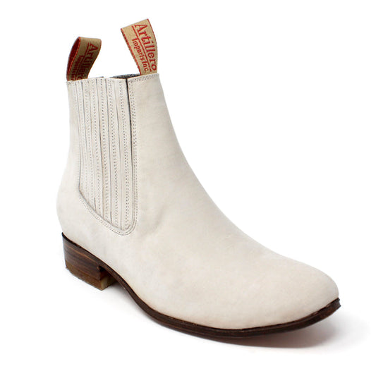 "Ramon" Artillero Tejano Botin Charro Ankle Boot- Hueso
