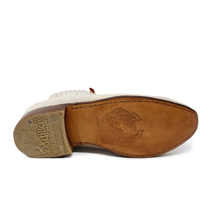 "Ramon" Artillero Tejano Botin Charro Ankle Boot- Hueso