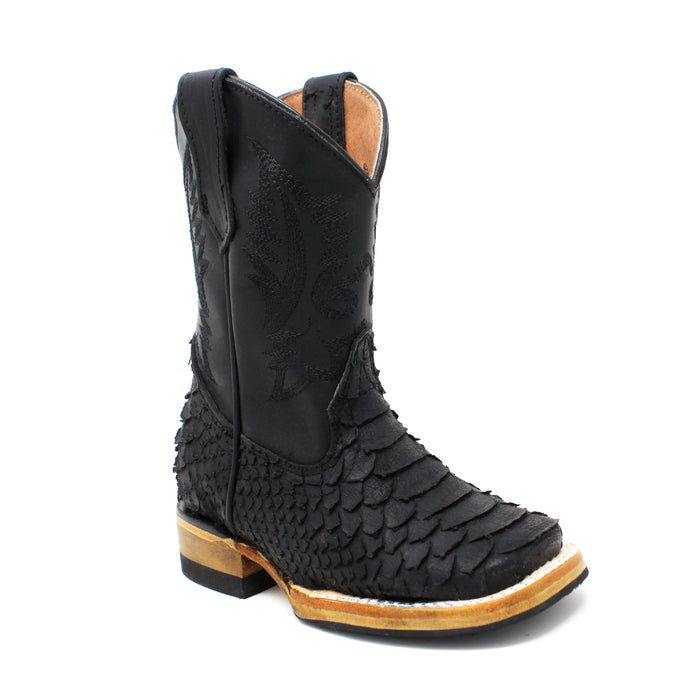 Ranchers Boys Square Toe Imitation Python Cowboy Boot