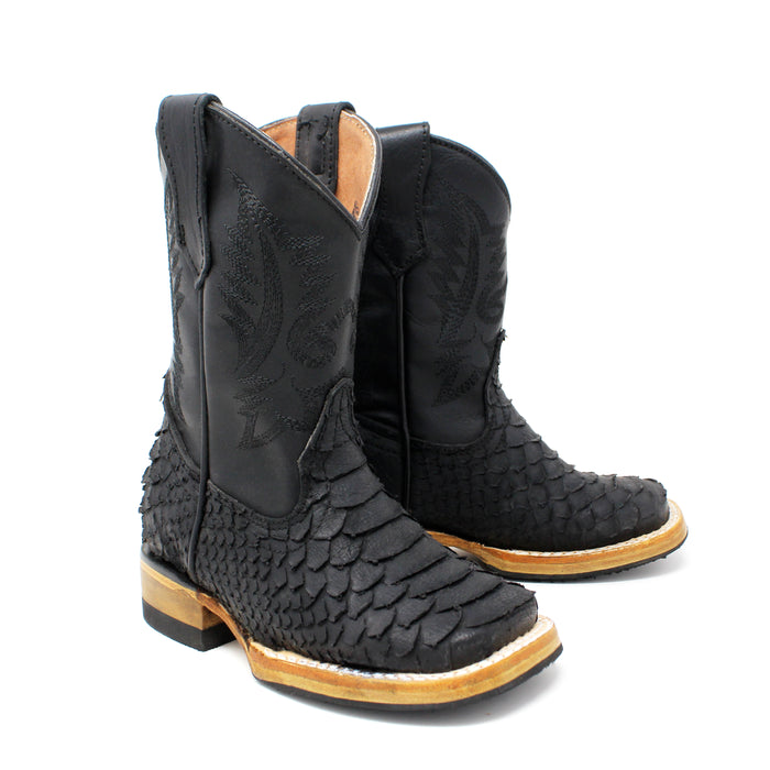 Ranchers Boys Square Toe Imitation Python Cowboy Boot