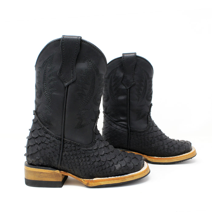 Ranchers Boys Square Toe Imitation Python Cowboy Boot