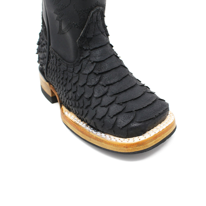 Ranchers Boys Square Toe Imitation Python Cowboy Boot