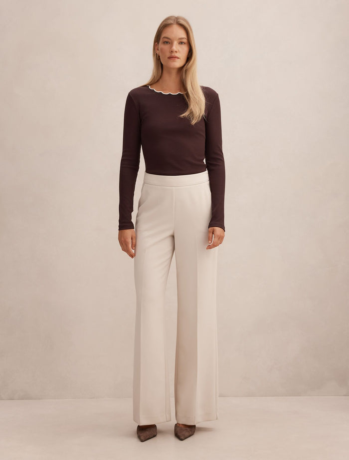 Rebecca Scallop Long Sleeve Top Forever New