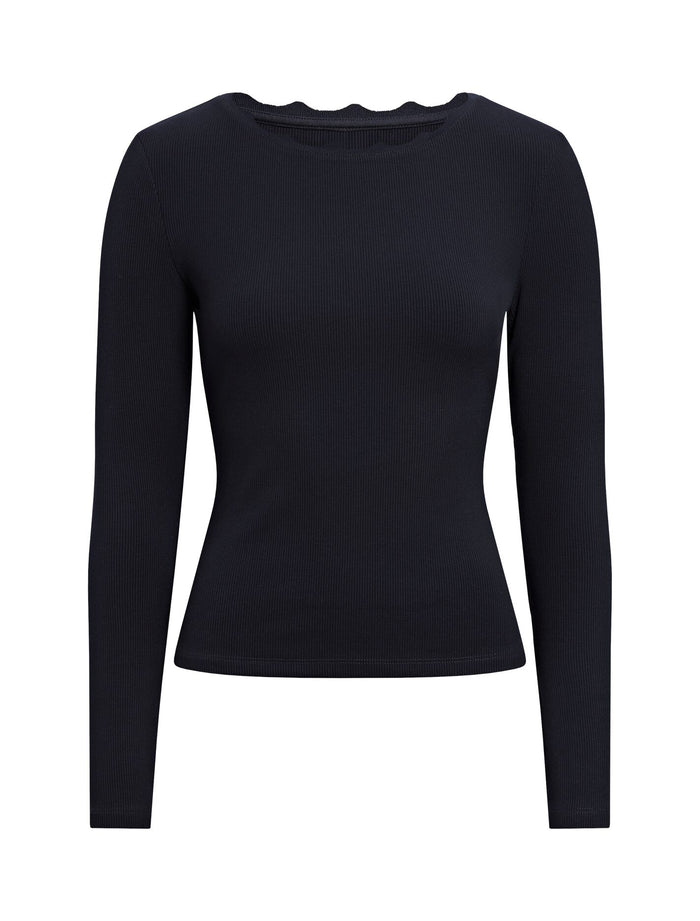 Rebecca Scallop Long Sleeve Top Forever New