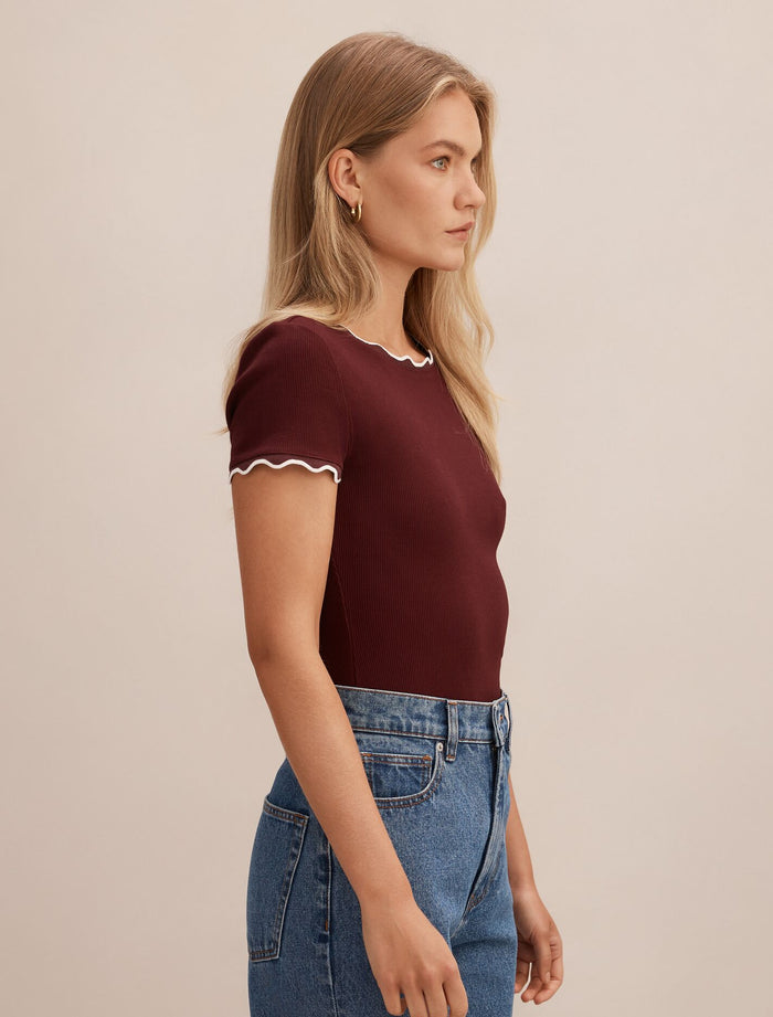 Rebecca Scallop Trim T-Shirt Forever New
