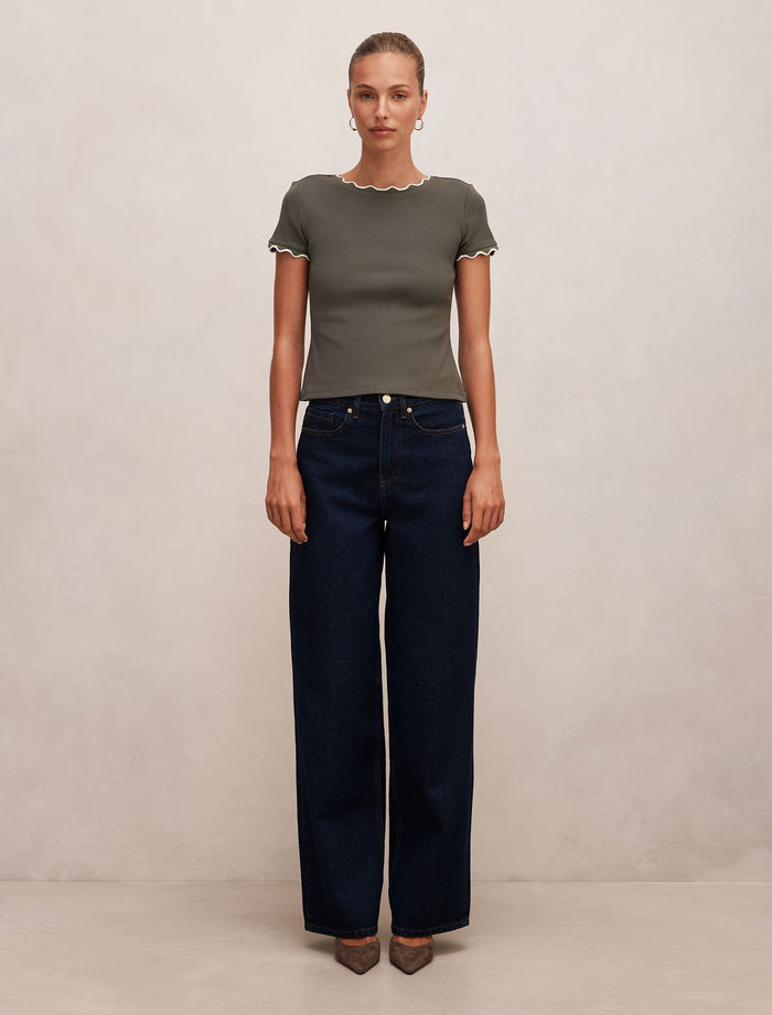 Rebecca Scallop Trim T-Shirt Forever New