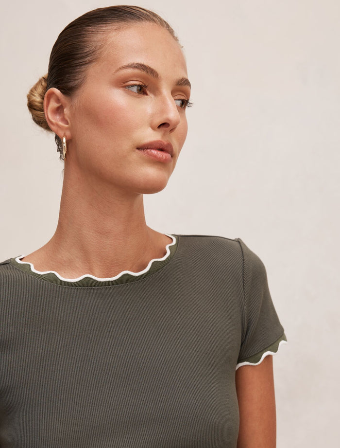 Rebecca Scallop Trim T-Shirt Forever New