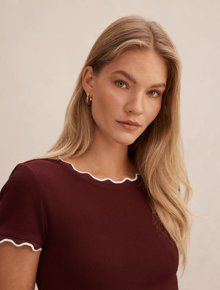 Rebecca Scallop Trim T-Shirt Forever New