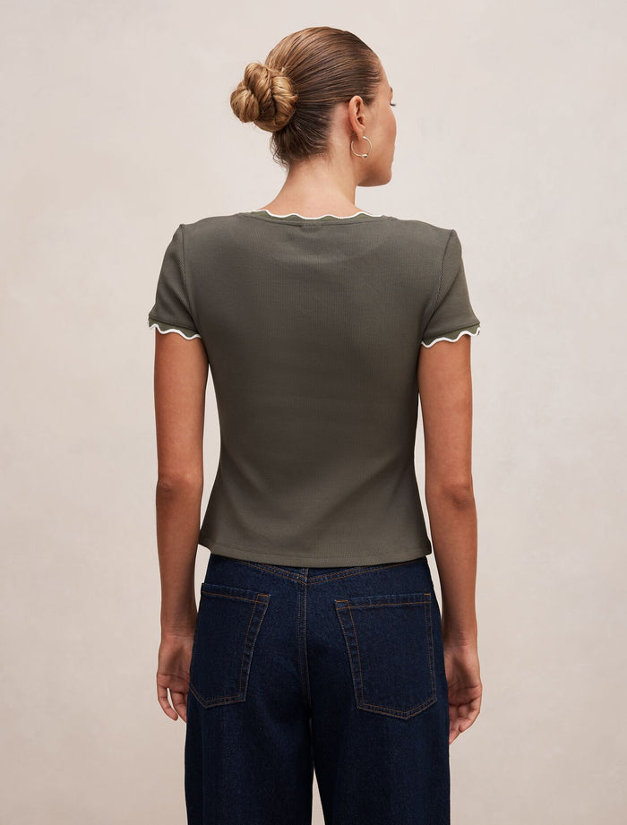 Rebecca Scallop Trim T-Shirt Forever New