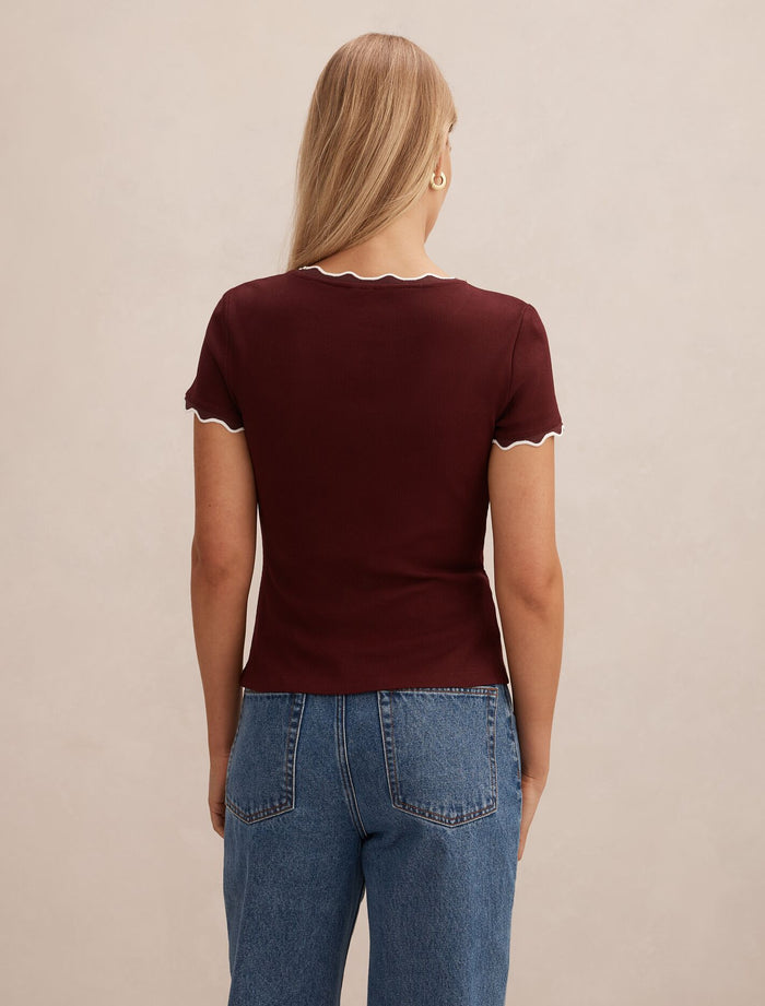 Rebecca Scallop Trim T-Shirt Forever New