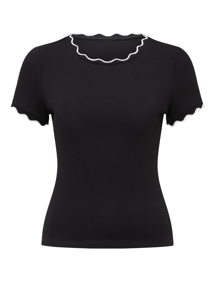 Rebecca Scallop Trim T-Shirt Forever New