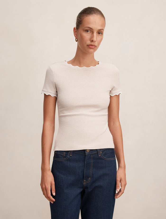 Rebecca Scallop Trim T-Shirt Forever New