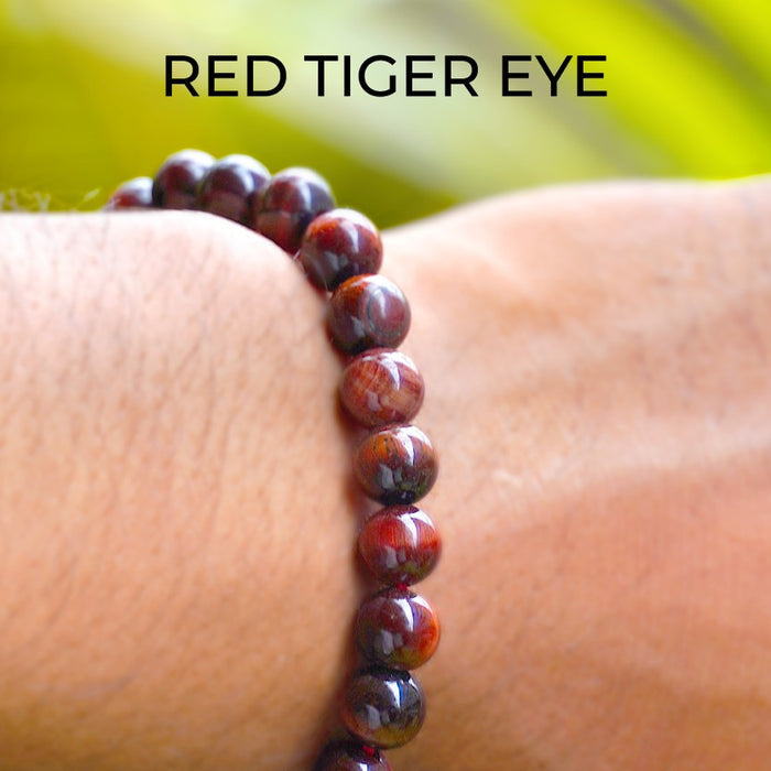 🔥 Red Tiger Eye Round Beads Bracelet – Passion, Confidence & Grounded Focus