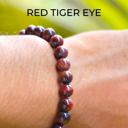 🔥 Red Tiger Eye Round Beads Bracelet – Passion, Confidence & Grounded Focus