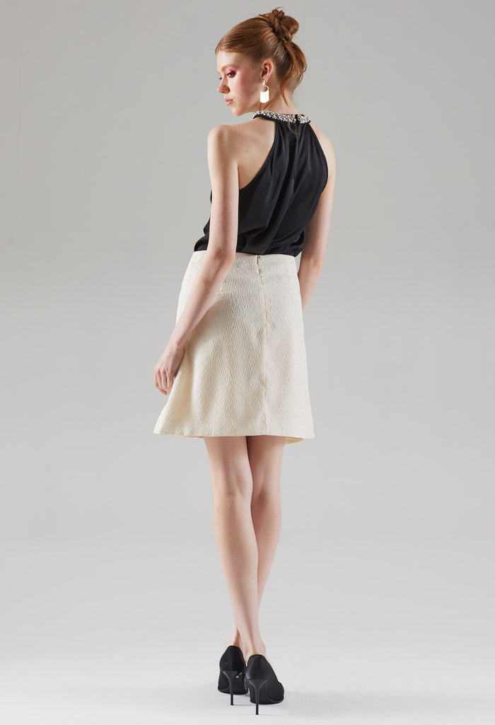 Rhinestone Faux Wrap Skirt