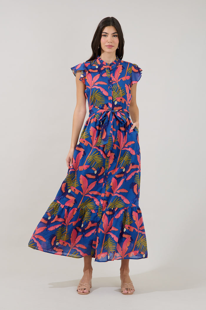Riah Button Down Maxi Dress Tropical