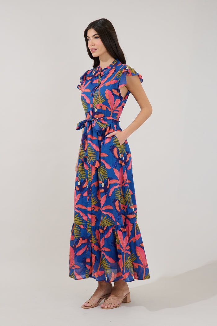 Riah Button Down Maxi Dress Tropical