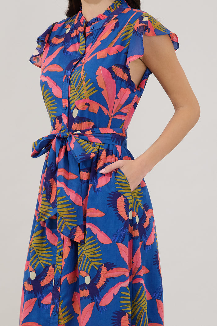 Riah Button Down Maxi Dress Tropical