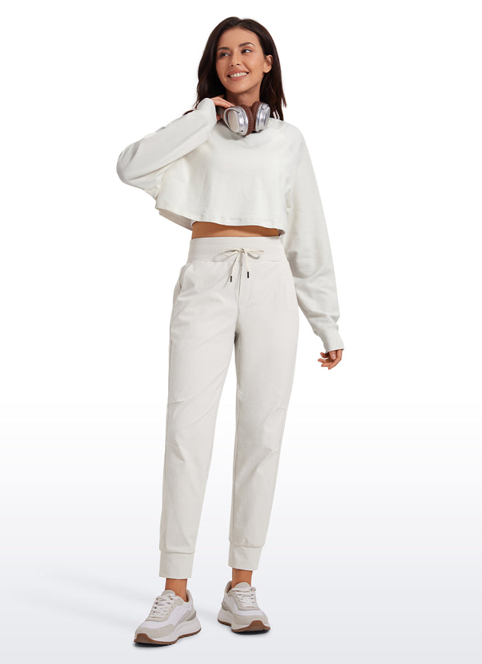 CRZ YOGA Women's Hiking Casual Relaxed Fit Ripstop Jogger Pockets 28'' Milky White