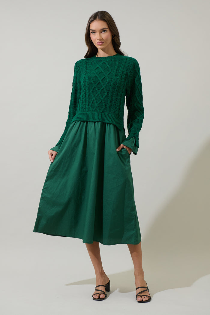 Riven Mix Media Midi Dress