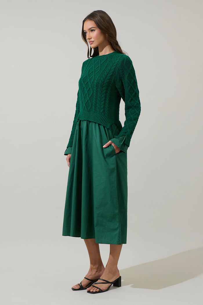 Riven Mix Media Midi Dress