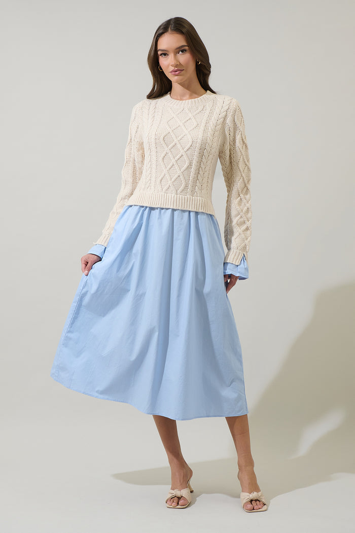 Riven Mix Media Midi Dress
