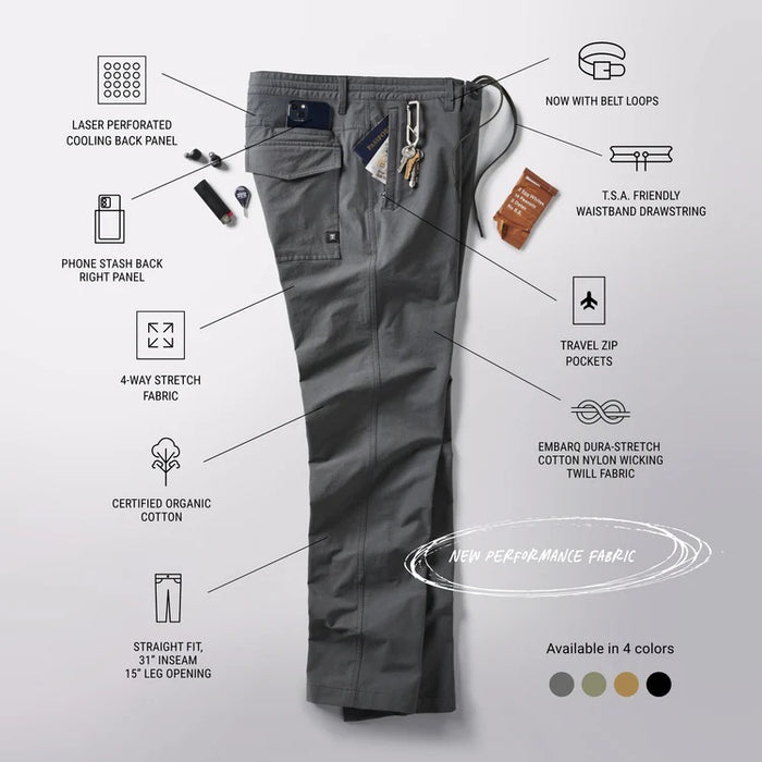 ROARK LAYOVER PRO TRAVELER PANT CHARCOAL MENS PANT