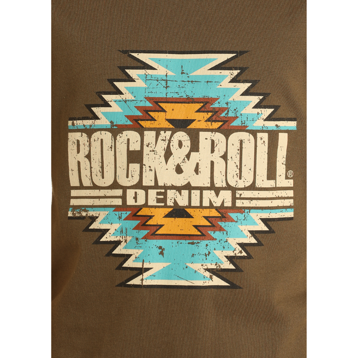 Rock & Roll Denim Aztec Graphic Tee - Forest Green