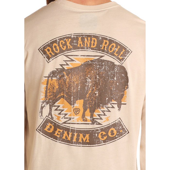 Rock & Roll Denim Buffalo Long Sleeve Graphic T-Shirt - Natural