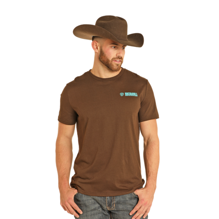 Rock & Roll Denim Graphic T-Shirt - Dark Brown