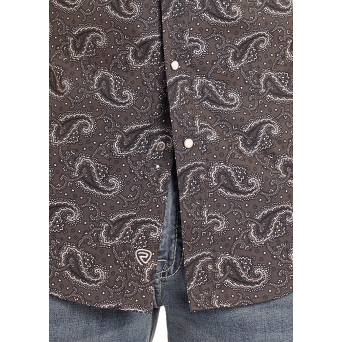 Rock & Roll Denim Paisley Long Sleeve Snap Shirt - Black