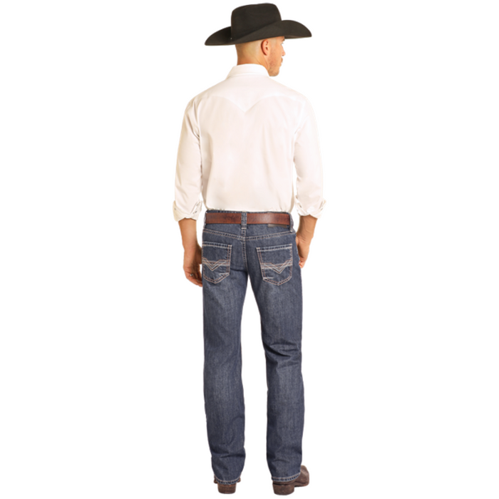 Rock & Roll Denim Two-Tone Stitch Straight Jeans